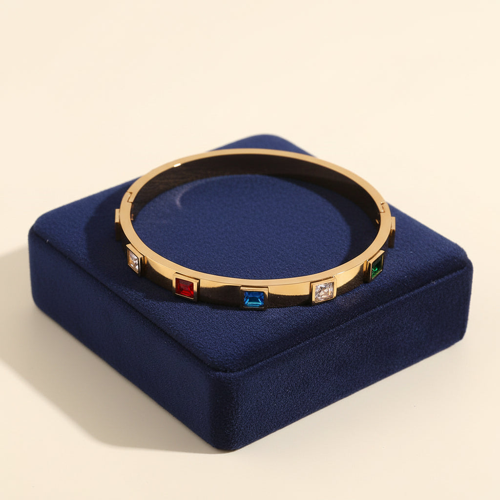 Bangle with Colorful Gemstones