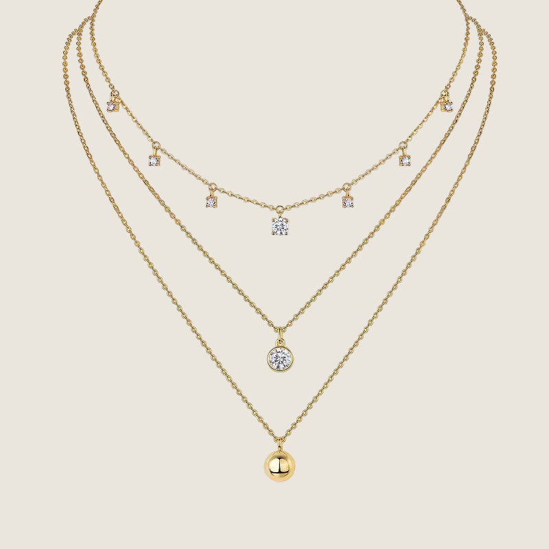 Gold Plated Layered Moissanite Necklace.