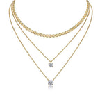 925 Sterling Silver 3PCs Moissanite Round Cut Pendant Necklace