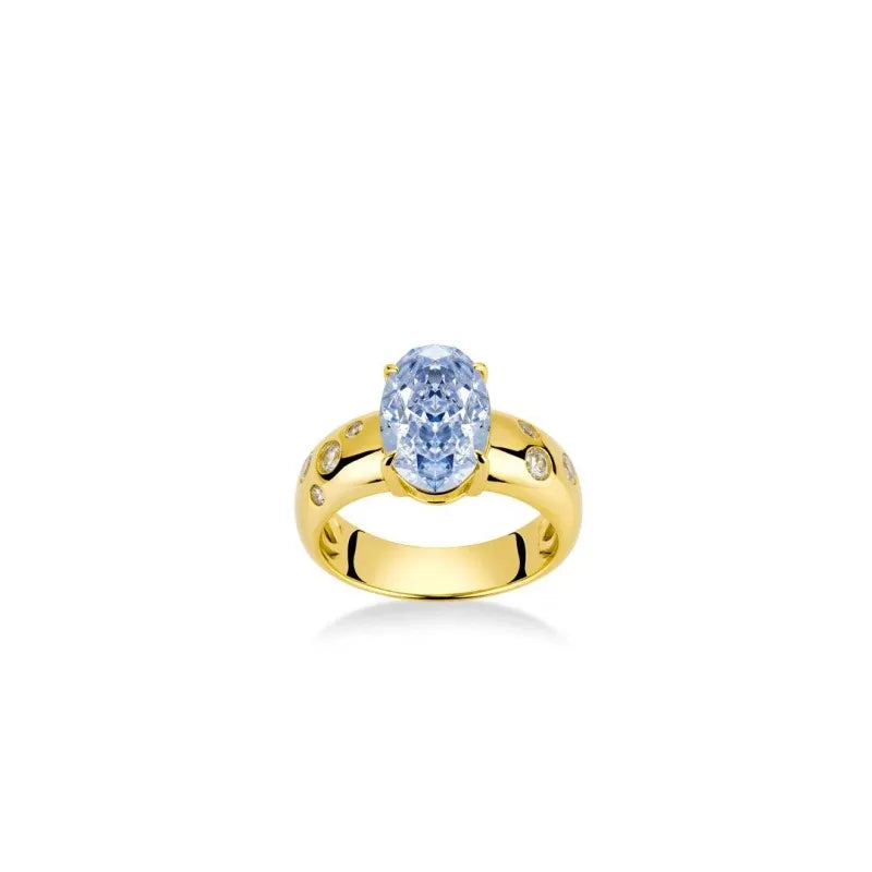 925 Sterling Silver Aquamarine Caliber Ring