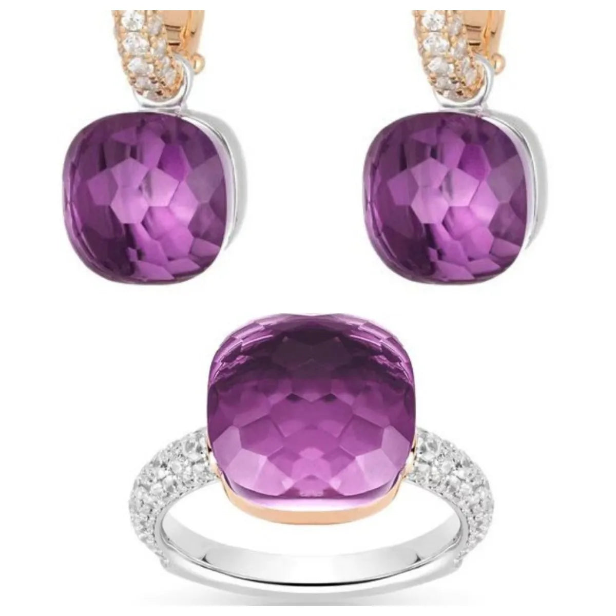 Sterling Silver Amethyst Citrine Gemstone Set