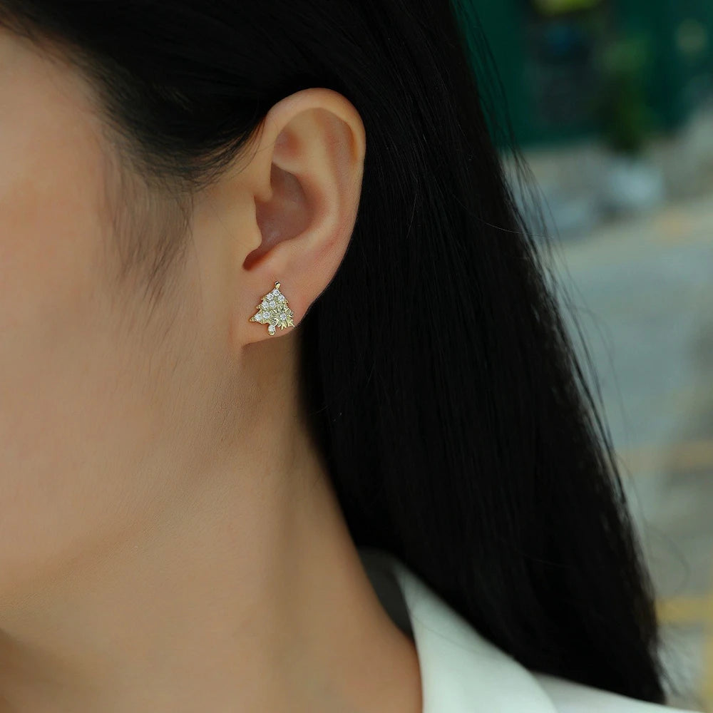 925 Sterling Silver Moissanite Christmas Tree Stud Earrings