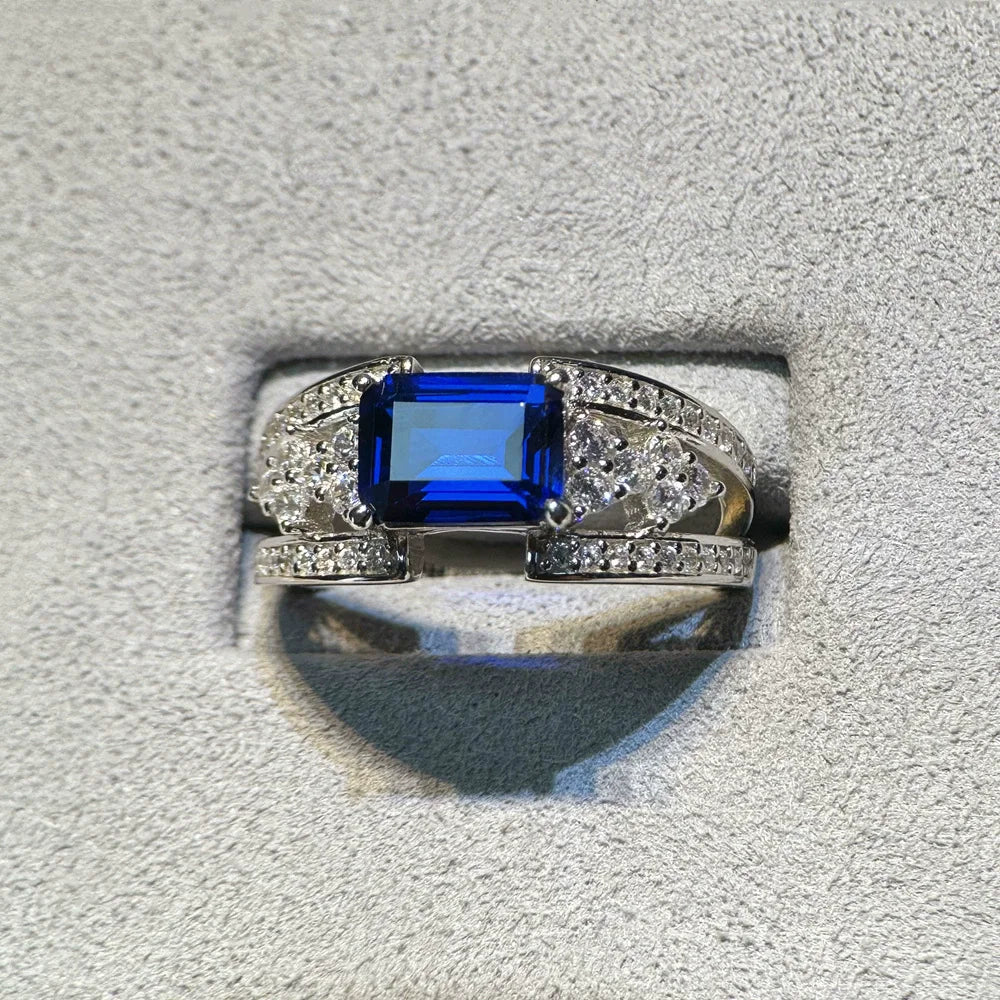 925 Sterling Silver Sapphire Vintage Ring