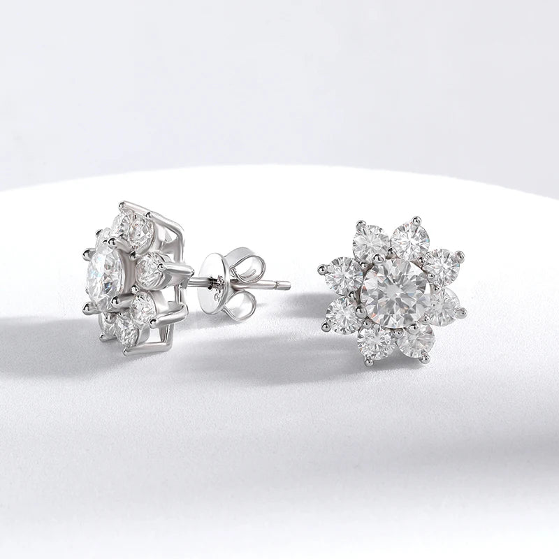 Sunflower Moissanite Stud Earrings