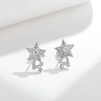 925 Sterling Silver Moissanite Diamonds Gems Star Earrings