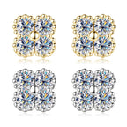 925 Sterling Silver Moissanite Flower Earrings 18k plated