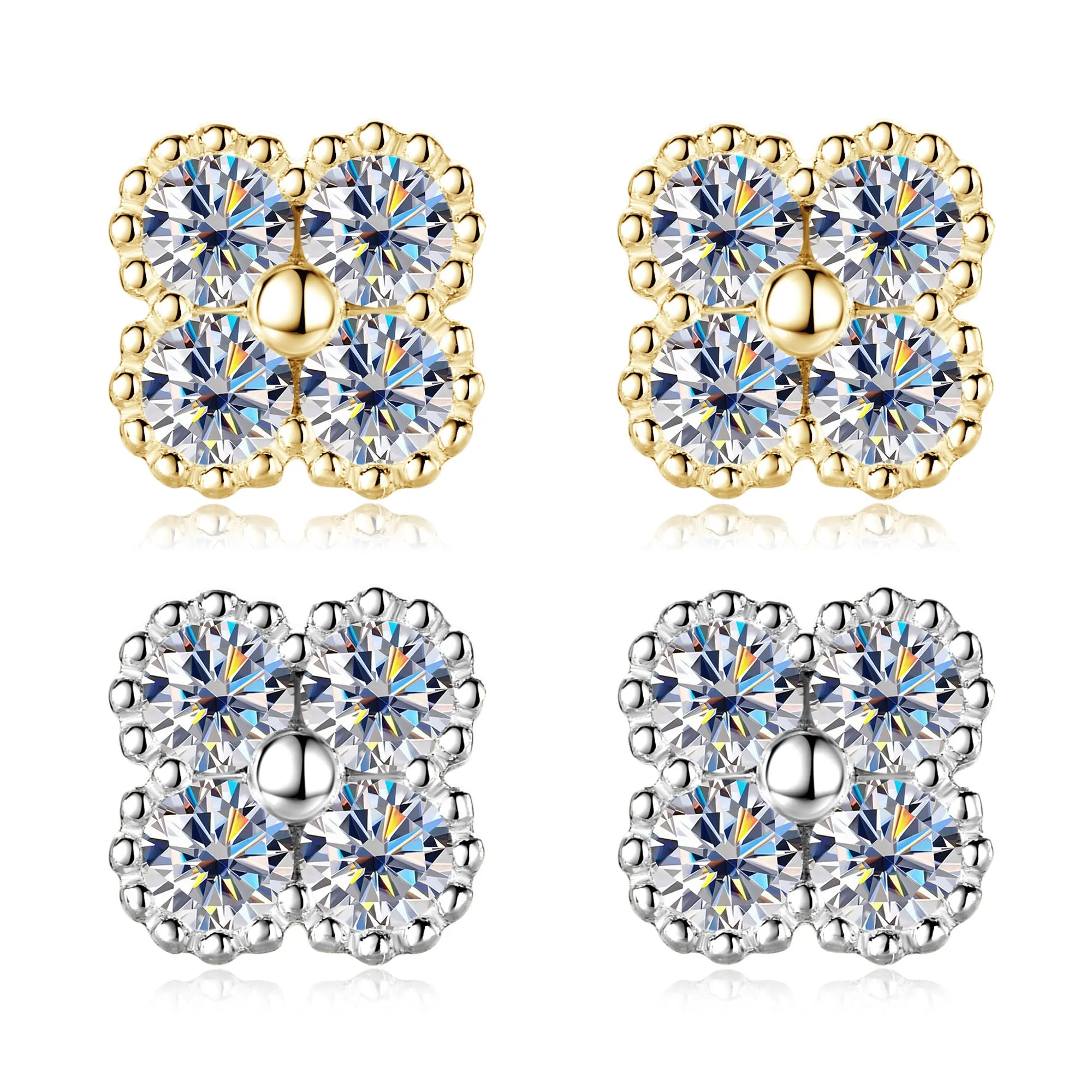 925 Sterling Silver Moissanite Flower Earrings 18k plated