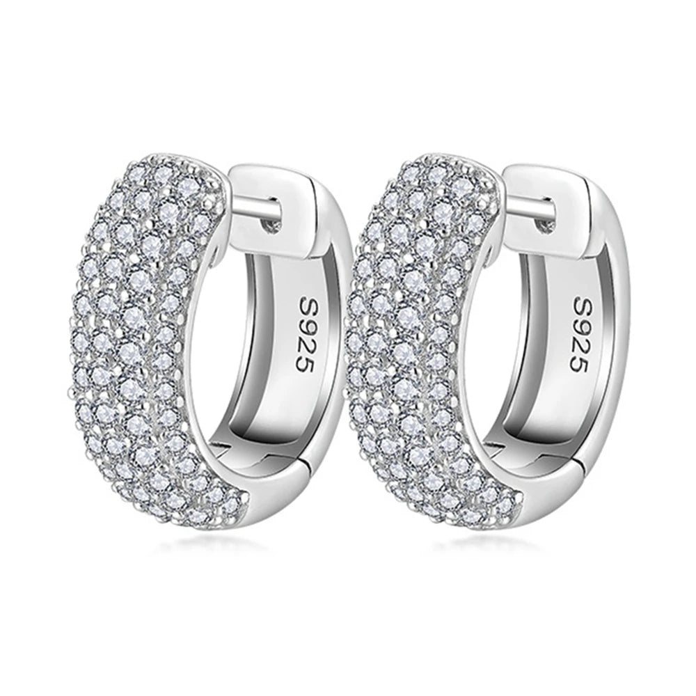 925 Sterling Silver Moissanite Hoop Earrings