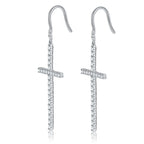 Full Moissanite Cross Drop Earrings