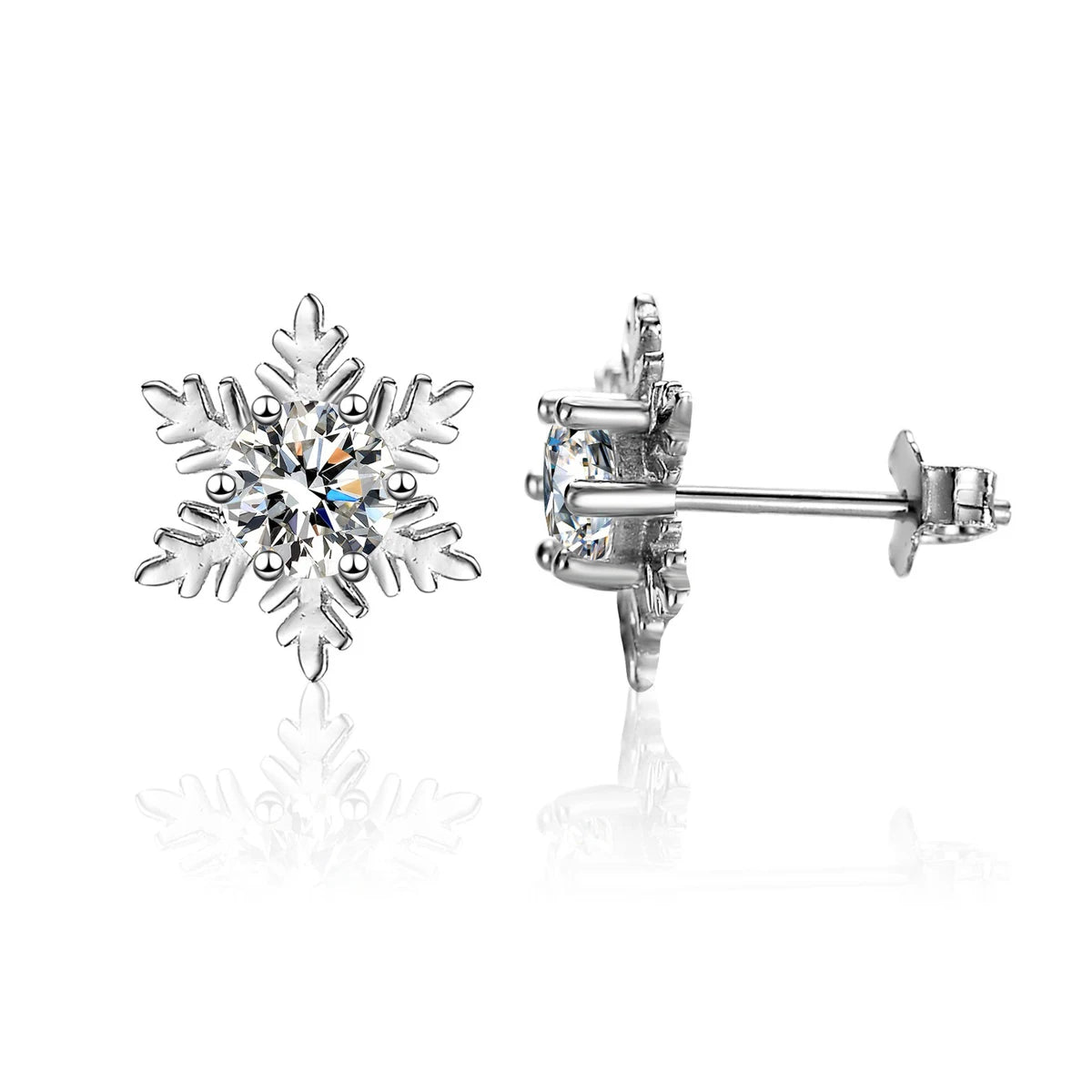 925 Sterling Silver Moissanite Snowflake Earrings