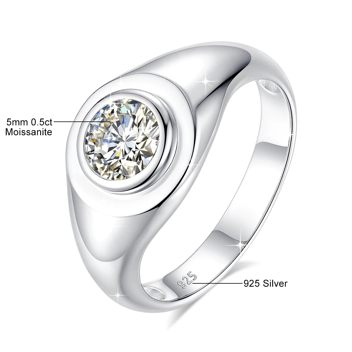 Moissanite Round Cut Ring