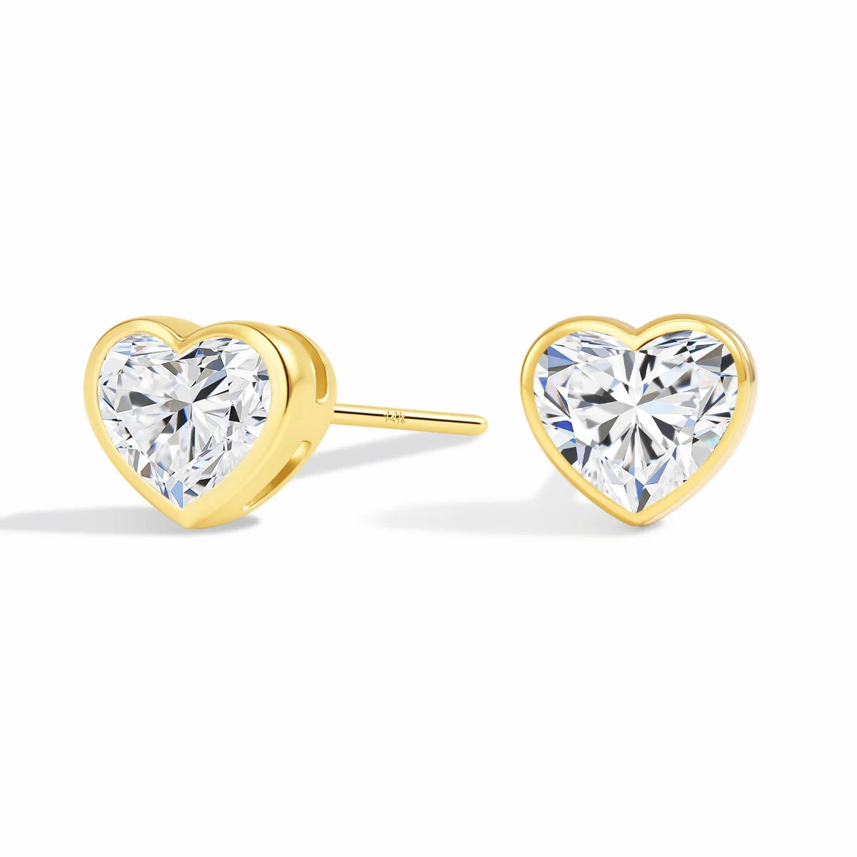 14k Gold Moissanite Diamond Heart Earrings