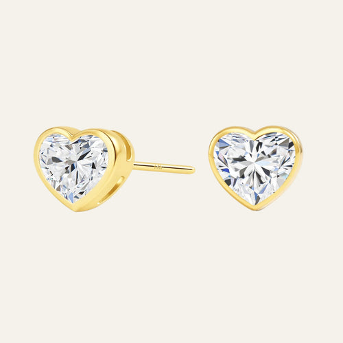 14k Gold Moissanite Diamond Heart Earrings