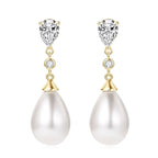 Sterling Silver 925 Freshwater Pearl Water Drop Dangle Earrings