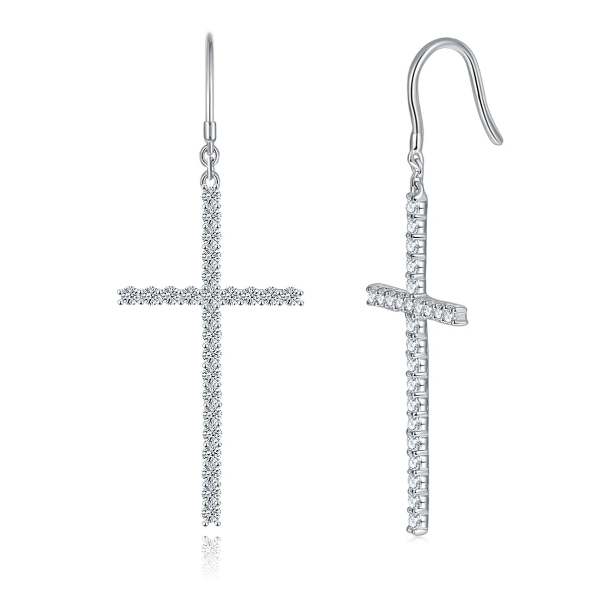 925 Sterling Sliver Moissanite Cross Earring