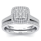2PCS 925 Sterling Silver Moissanite Ring Set