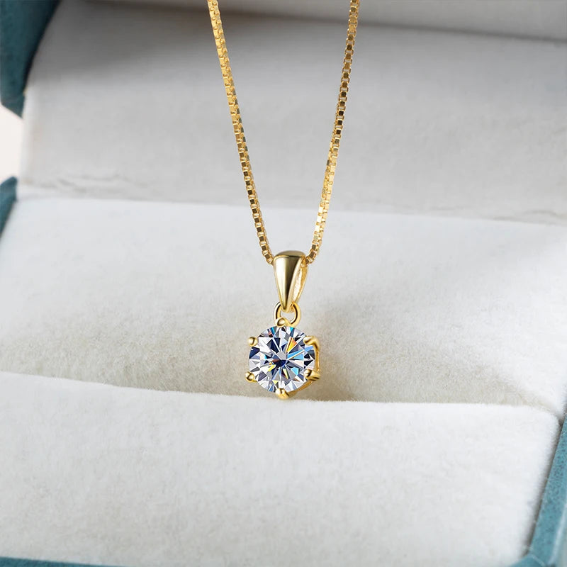 925 Sterling Silver Gold Plated Moissanite Set