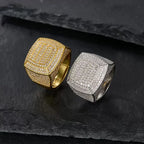 925 Sterling Silver Hiphop Rock Moissanite Square Ring