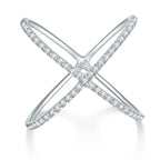 Cross X-shaped Moissanite Row Ring