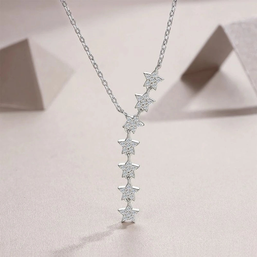 925 Sterling Silver Moissanite Star Pendant Necklace