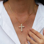 925 Sterling Silver Moissanite Cross Pendent Necklace
