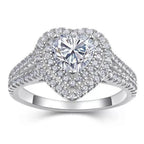 925 Sterling Silver Heart Cut Moissanite Ring