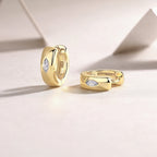 18K Gold Plated 925 Sterling Silver Moissanite Hoop Earrings