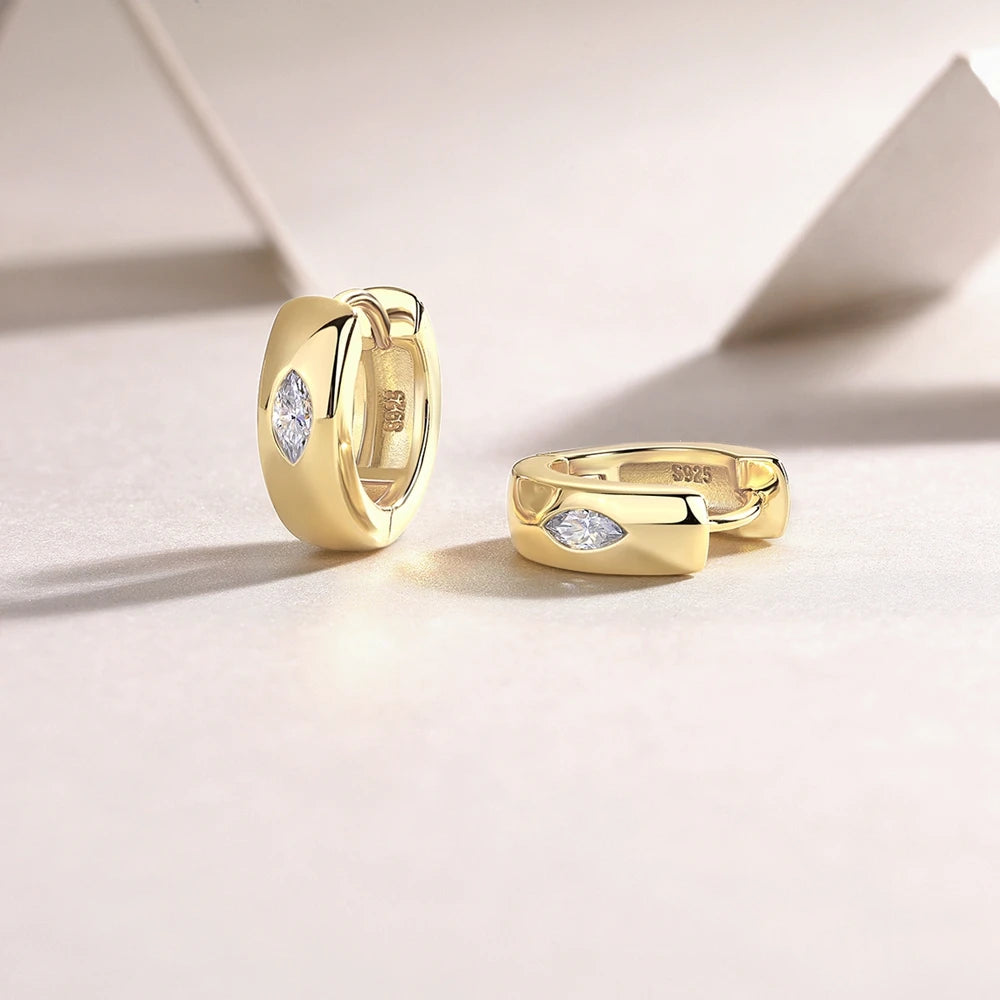 18K Gold Plated 925 Sterling Silver Moissanite Hoop Earrings