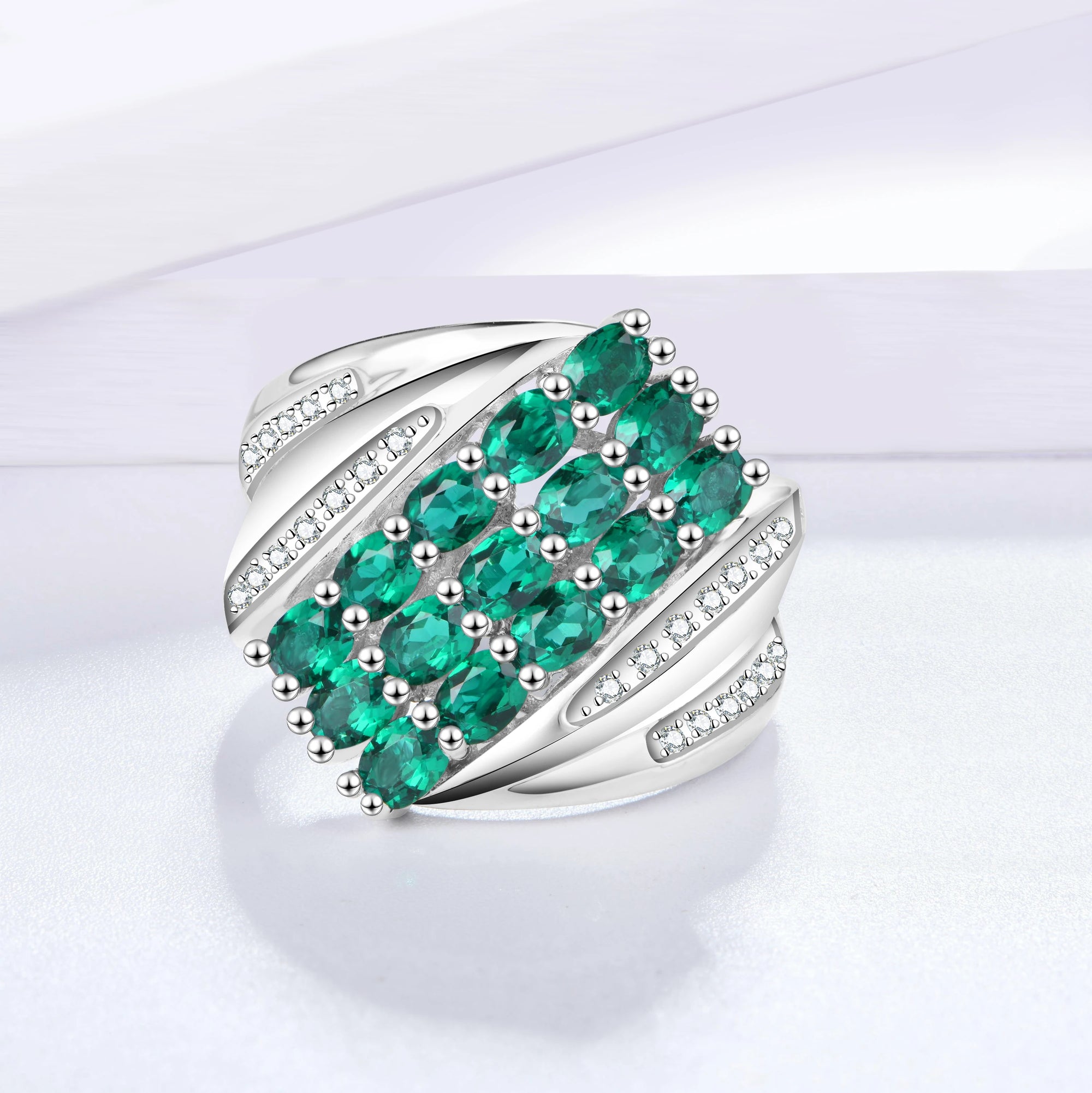 925 Sterling Silver Emerald Ring