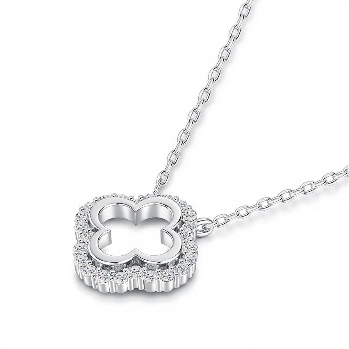 Four Leaf Clover Moissanite Pendant Necklace