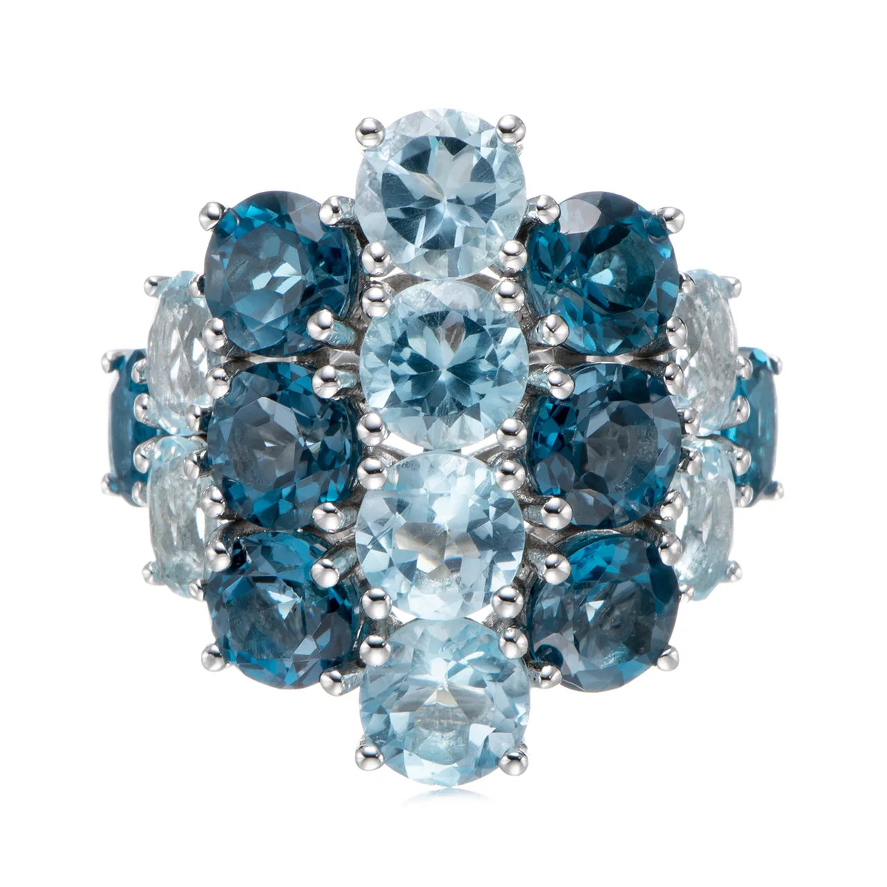 Rhodium Over 925 Sterling Silver Blue Topaz Ring