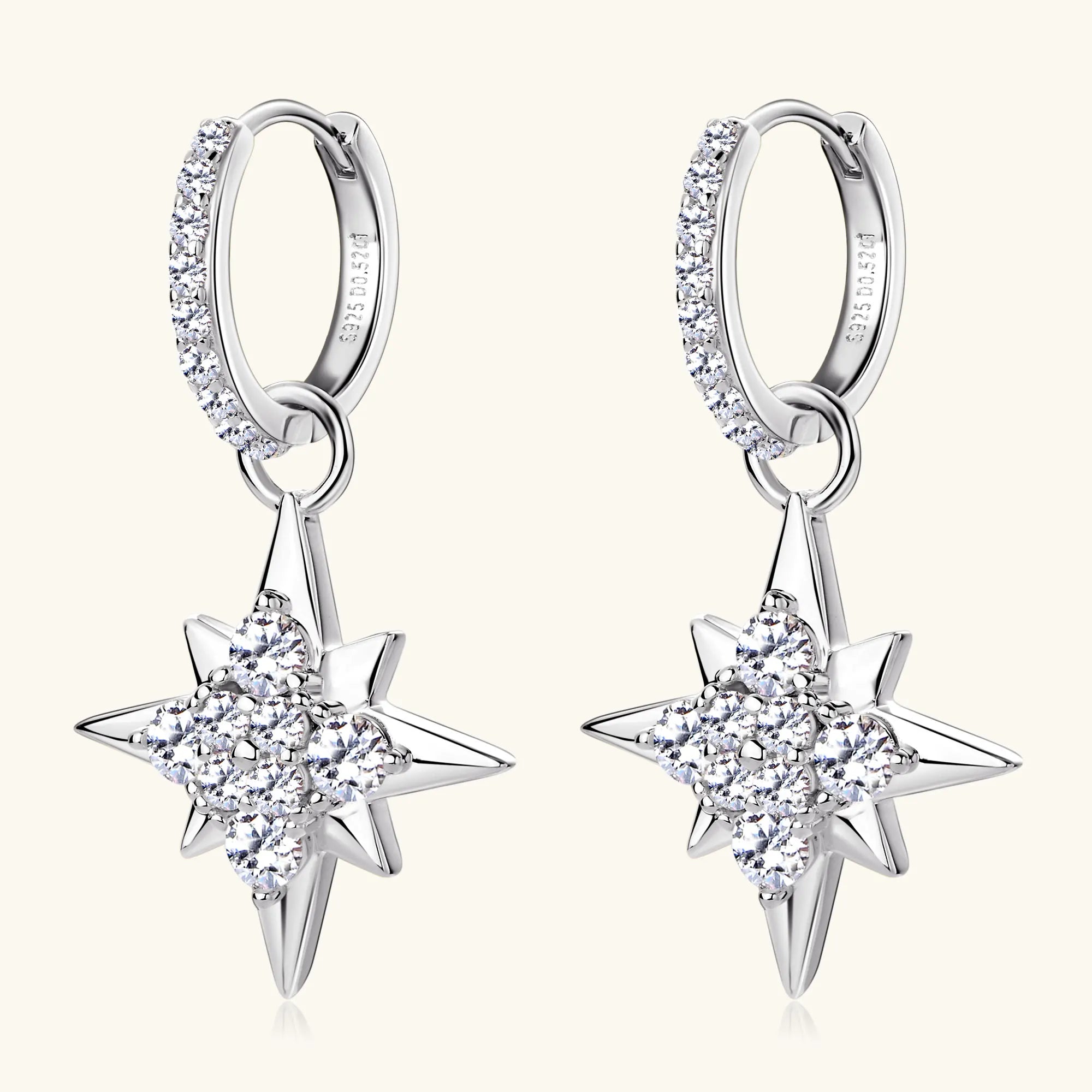 925 Sterling Silver 18k  Gold Moissanite Star Earrings