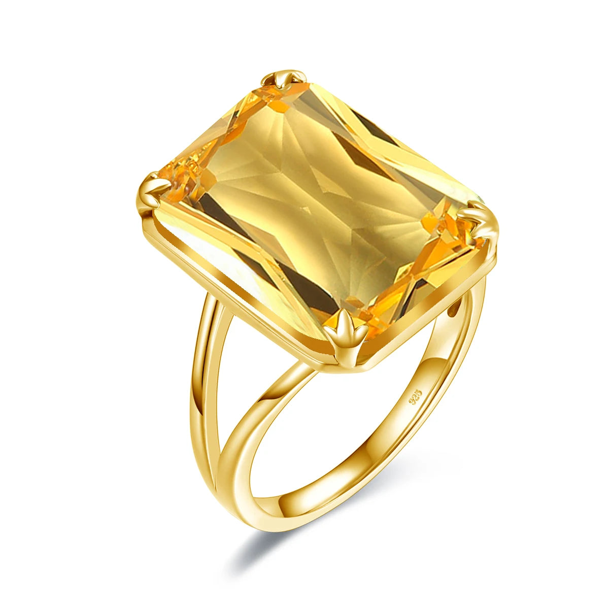 Citrine Crystal  Ring 18k gold plated