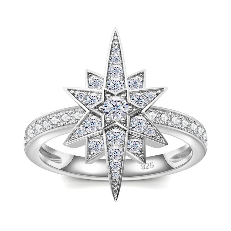 925 Sterling Silver Moissanite Diamond Ring