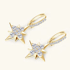 925 Sterling Silver 18k  Gold Moissanite Star Earrings