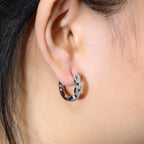 925 Sterling Silver Moissanite Diamonds Gems Hoop Earrings