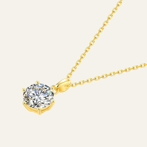 14K Gold Moissanite Pendant Necklace for Women