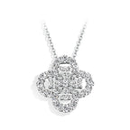 925 Sterling Silver White Gold Plated Clover Pendant Necklace