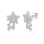 925 Sterling Silver Moissanite Diamonds Gems Star Earrings