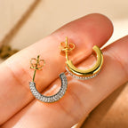 925 Sterling Silver Moissanite C-shaped Hoop Earrings