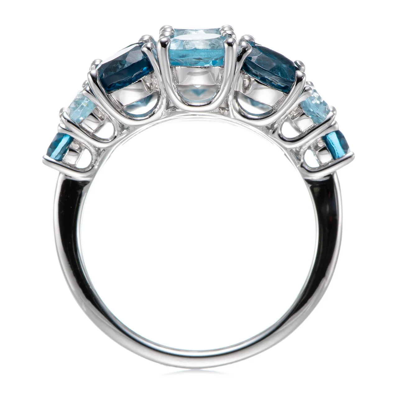 Rhodium Over 925 Sterling Silver Blue Topaz Ring