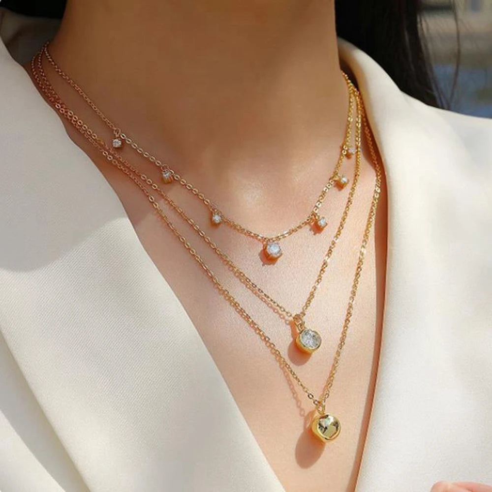 925 Sterling Silver 3PCs Moissanite Pendant Necklace