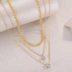 925 Sterling Silver 3PCs Moissanite Round Cut Pendant Necklace