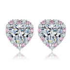 Sterling Silver 925 Heart Cut Sapphire Stud Earrings
