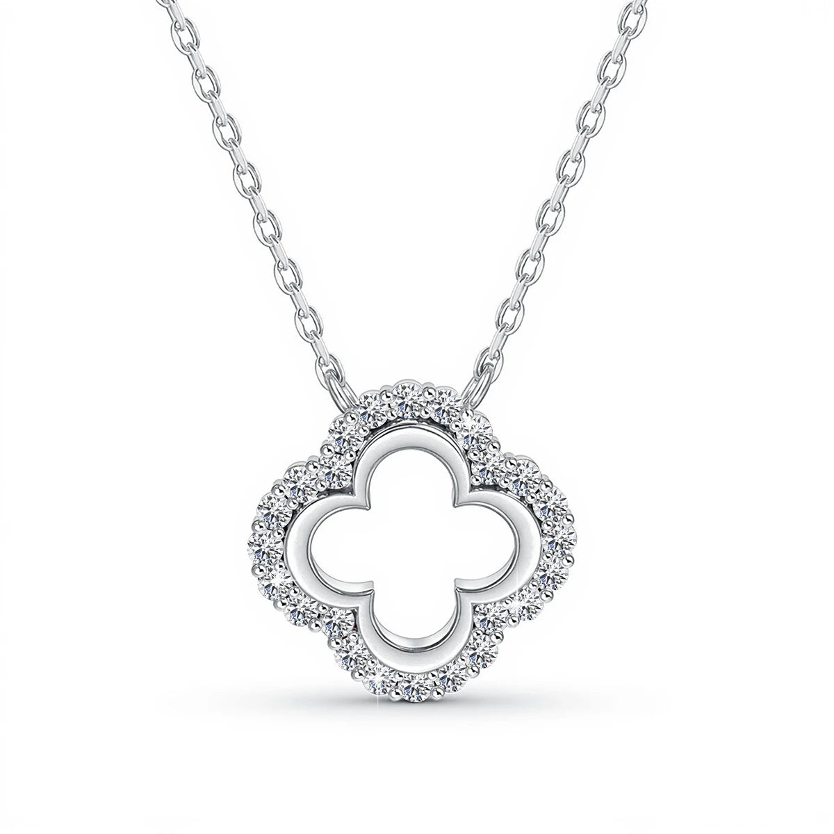 Four Leaf Clover Moissanite Pendant Necklace
