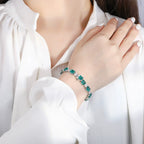925 Sterling Silver Emerald Geometric Bracelet