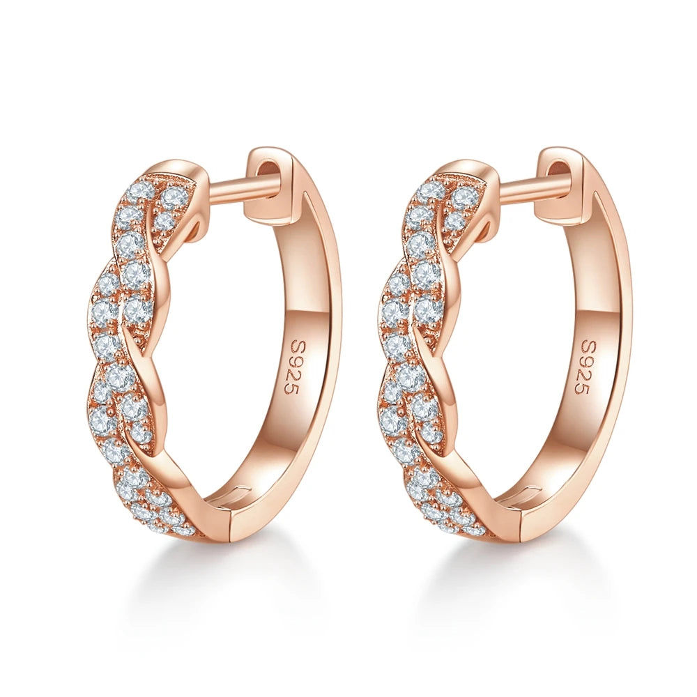 925 Sterling Silver Moissanite Diamonds Gems Hoop Earrings Solid 