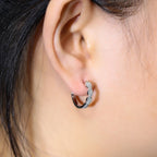 925 Sterling Silver Moissanite Diamonds Gems Hoop Earrings Solid 