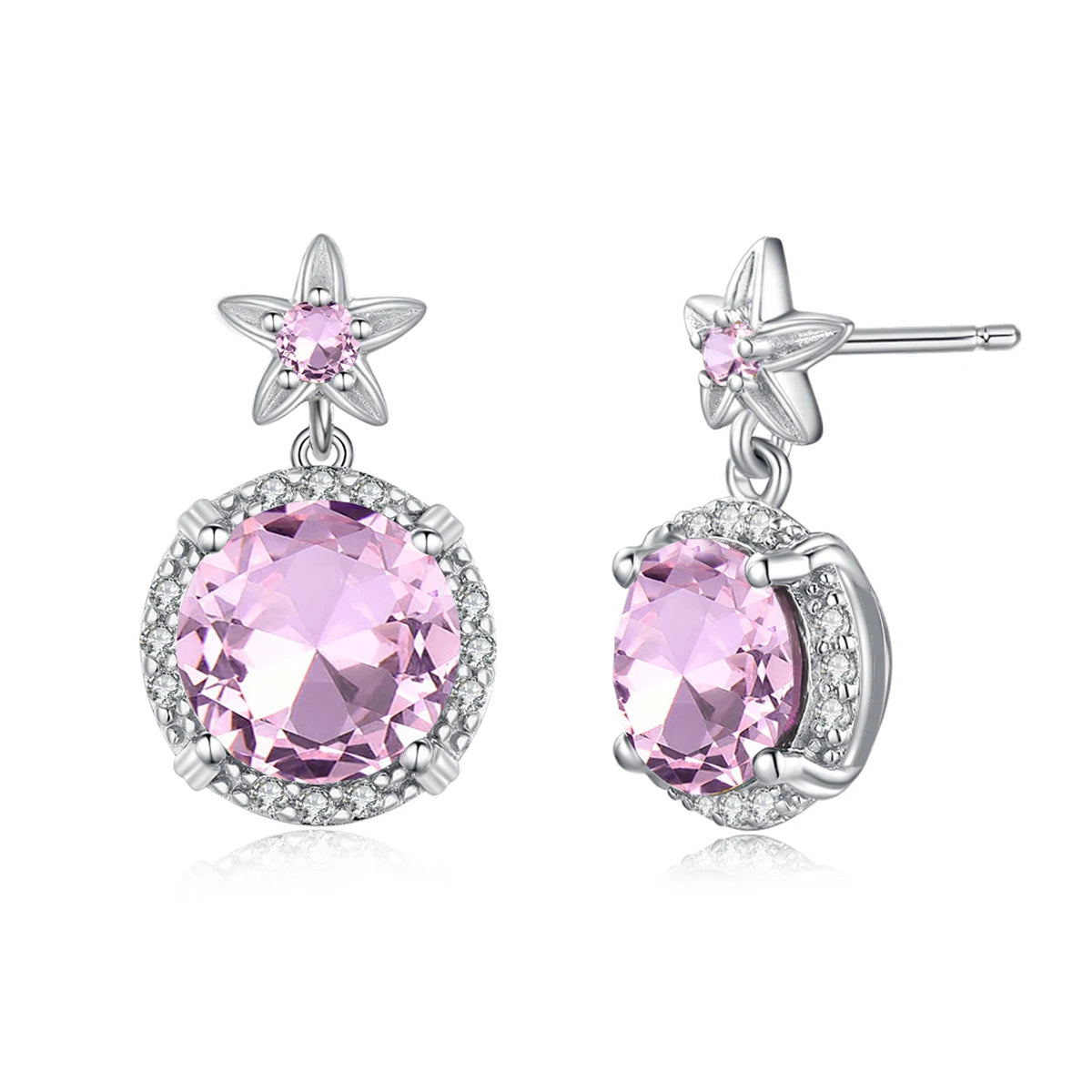 925 Sterling Silver Gemstone Garnet Crystal Earrings