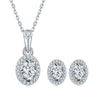 925 Sterling Silver Oval Cut Moissanite Jewelry Set